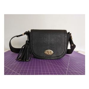 Black faux leather crossbody purse